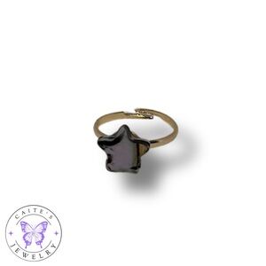 Handmade Gold Ring with a Purple Star Charm